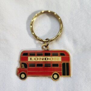 Vintage Red London Bus Keychain With Gold-Tone Accents